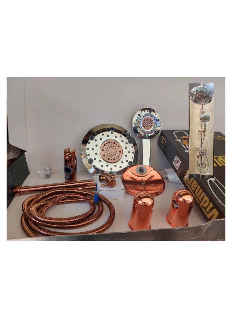 100% Professional choice - A bathroom shower consists of a fixed shower head and a movable shawer with 2 clamps and a movable hanger with a three-way adapter - Image 1