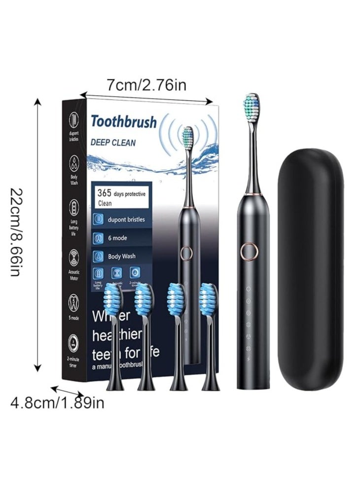 General - Rechargeable Electric Toothbrush, Electric Soft Gum Toothbrush for Adults with 4 Brush Heads, USB Rechargeable Lasts 180 Days 40000 VPM Deep Clean 6 Modes Toothbrush Includes Travel Case - Image 1