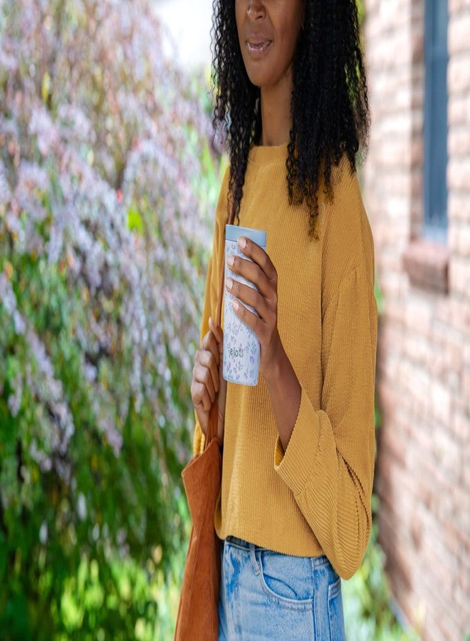 Ello Jones 11oz Insulated Stainless Steel Travel Mug with Leak-Proof Slider Lid, Single Serve Small Coffee Tumbler, Keeps Drinks Hot 3 Hours Cold 8 Hours, BPA-Free, Serene Blooms - Image 2