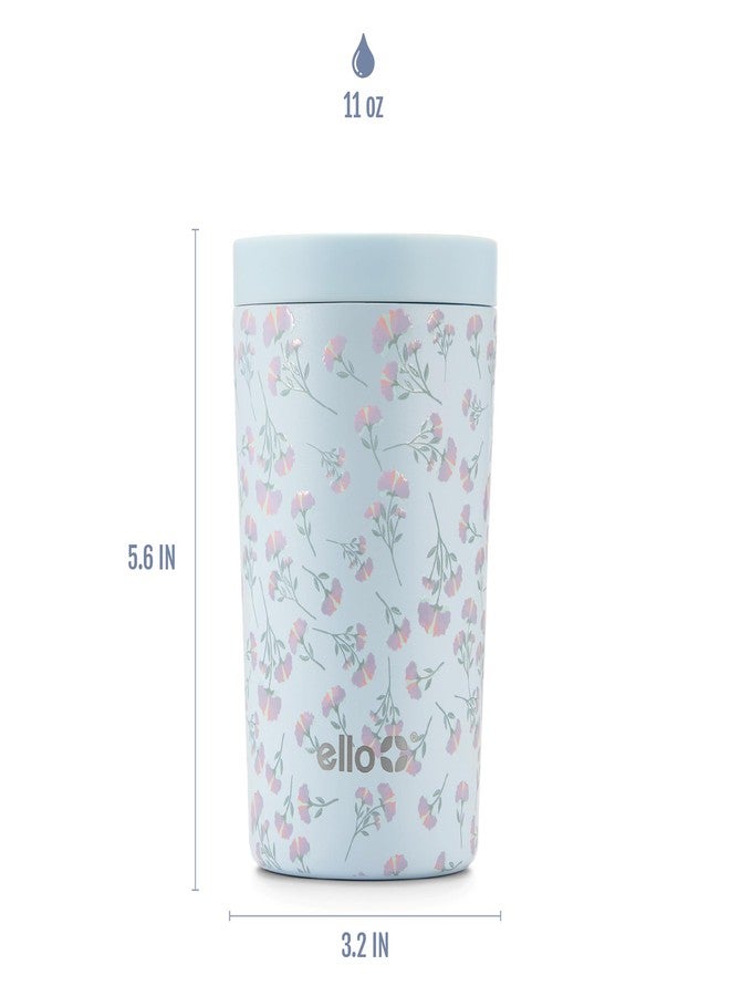 Ello Jones 11oz Insulated Stainless Steel Travel Mug with Leak-Proof Slider Lid, Single Serve Small Coffee Tumbler, Keeps Drinks Hot 3 Hours Cold 8 Hours, BPA-Free, Serene Blooms - Image 5