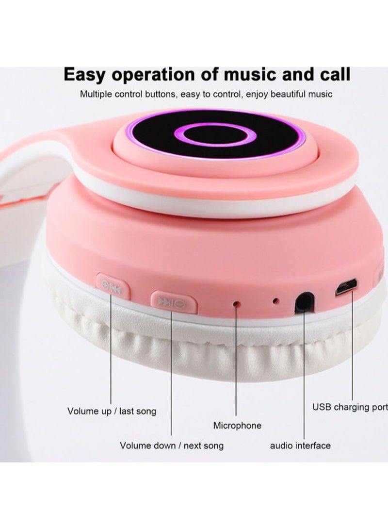 Cat BT True Wireless Over-Ear Headphones for Kids & Adults,  Wireless Foldable & Wired Multi-Function LED Light Up Over Ear Headphones with Mic and Volume Control  - Image 2