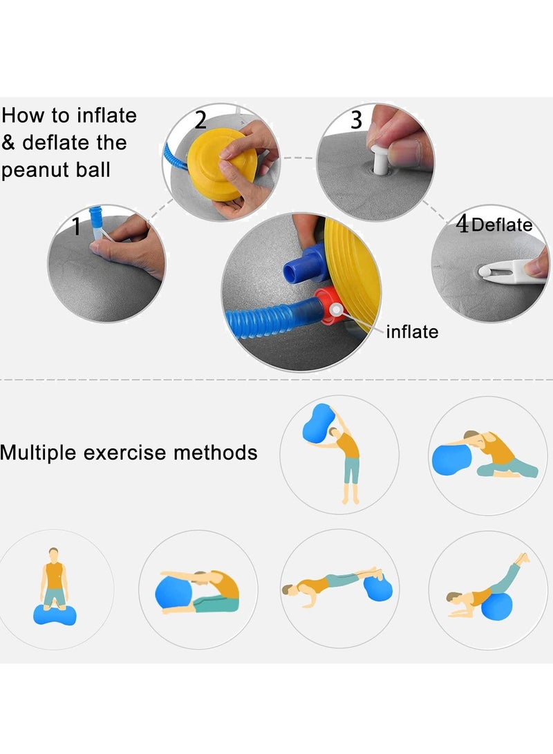 اسم المحتوى ناريلا Peanut Ball, Exercise Yoga Balance Stability Sitting Anti Burst Ball for Labor Birthing, Kids Sensory Toys, Home  Gym Fintness, Include Pump Strap - Image 4