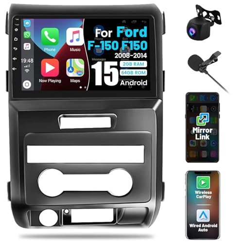 Roinvou 2G64G Car Radio for Ford F150 F150 2009 2010 2011 2012 with Wireless CarplayAndroid Auto 9 Inch Touch Screen for F150 Stereo with GPS NavigationBluetooth5GHz WiFiEQDSPBackup Camera - Image 1