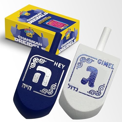 Izzy 'n' Dizzy Izzy n Dizzy Hanukkah Dreidels Extra Large Blue and White Wooden Dreidel 2 Pack - Image 5
