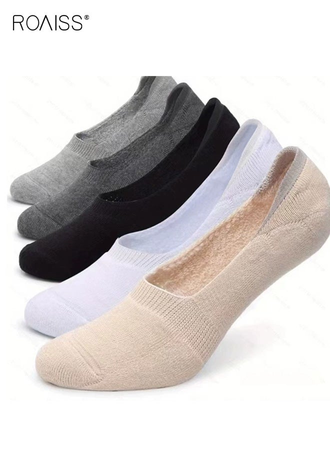 رويس 5 أزواج من الجوارب الرياضية للجنسين، جوارب جري مبطنة للرجال والنساء، جوارب رياضية قطنية سريعة الجفاف وجيدة التهوية، مثالية للجري في الماراثون والتنس والمشي لمسافات طويلة بألوان مختلطة - Image 1