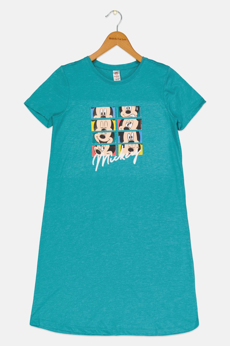 Zivame x  Disney Kids Girl Mickey Mouse Print Sleepwear Dress, Baltic - Image 1