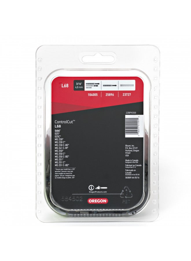 Oregon سلسلة منشار Oregon L68 ControlCut لطول 18 بوصة، 68 وصلة دفع، .325" خطوة، .063" قياس، تناسب عدة موديلات من Stihl (22BPX068G)، رمادي - Image 2
