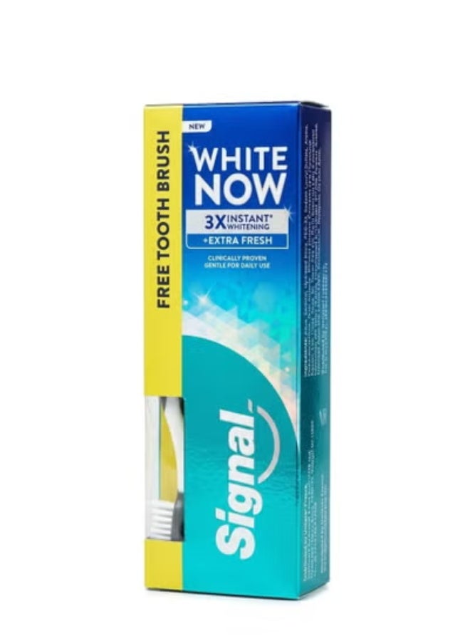 SIGNAL WHITE NOW Whitening Extra Fresh 75ml + Toothbrush‏ - Image 1