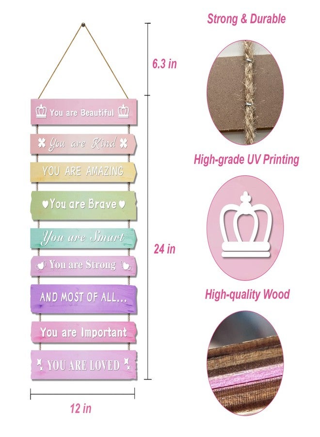 JEVUVU Pink Room Decor for Teen Girls Aesthetic, Cute Bedroom Wall Decor for Baby Girl, Boho Rainbow Wall Art Signs, Trendy Stuff Decorations for Kids Nursery Bed Room Dorm Classroom Bathroom - Image 2
