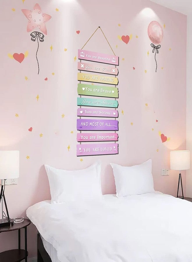 JEVUVU Pink Room Decor for Teen Girls Aesthetic, Cute Bedroom Wall Decor for Baby Girl, Boho Rainbow Wall Art Signs, Trendy Stuff Decorations for Kids Nursery Bed Room Dorm Classroom Bathroom - Image 5