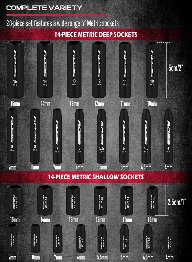 سيدي مجموعة مفكات براغي صدمية بمحرك 1/4 بوصة، 64 قطعة، طقم مقابس عميقة وضحلة Cr-V متري وSAE، رؤوس مفكات S2 كهربائية بمقبض سقاطة سريع الفك، وصلة عالمية، حامل رؤوس مفكات، محول مثقاب كهربائي - Image 2