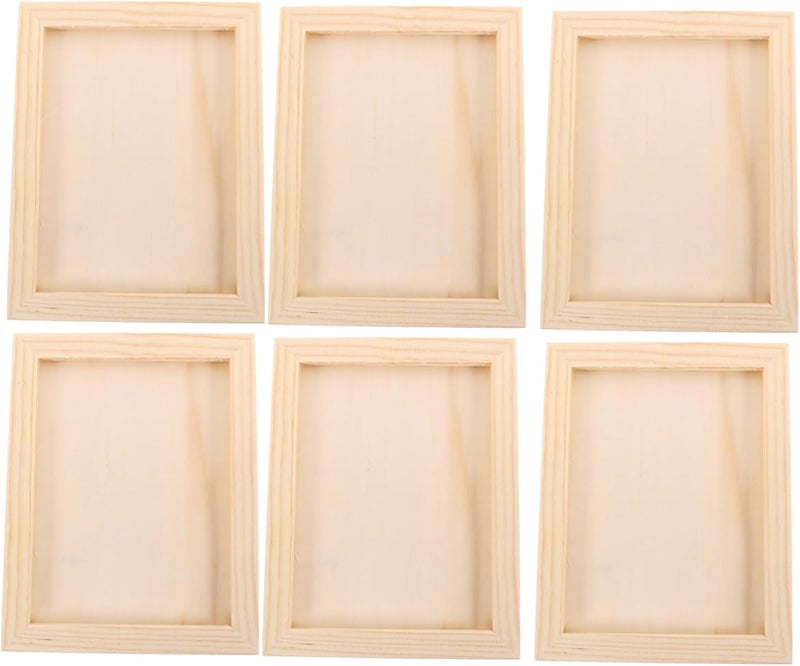 Yardwe 6Pcs Unfinished Wood Clay Picture Frames for Crafts DIY Painting and Decorating Sturdy Natural Material for Art Projects - Image 1