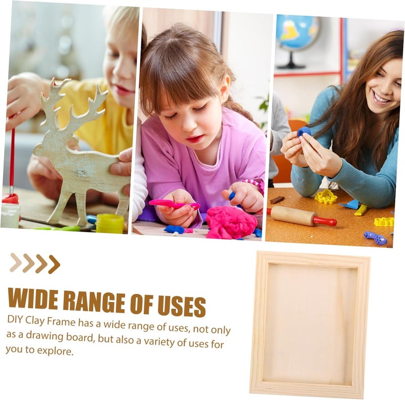 Yardwe 6Pcs Unfinished Wood Clay Picture Frames for Crafts DIY Painting and Decorating Sturdy Natural Material for Art Projects - Image 4
