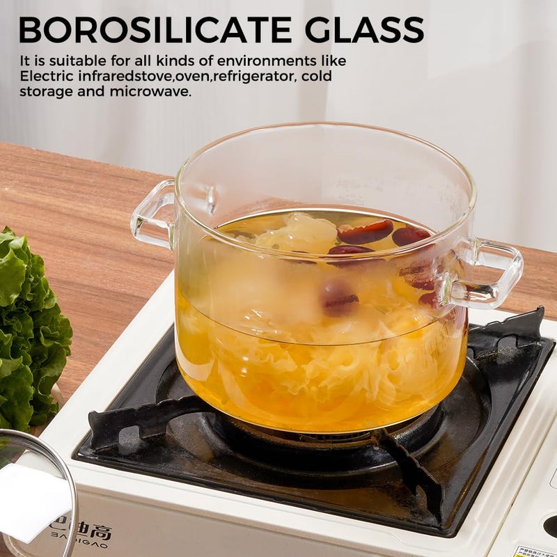 Recceng Glass Pots for Cooking on Stove, 1.8L/60 OZ Clear Simmer Pot Potpourri, Glass saucepan with Lid, Cookware for Stovetop - Image 5