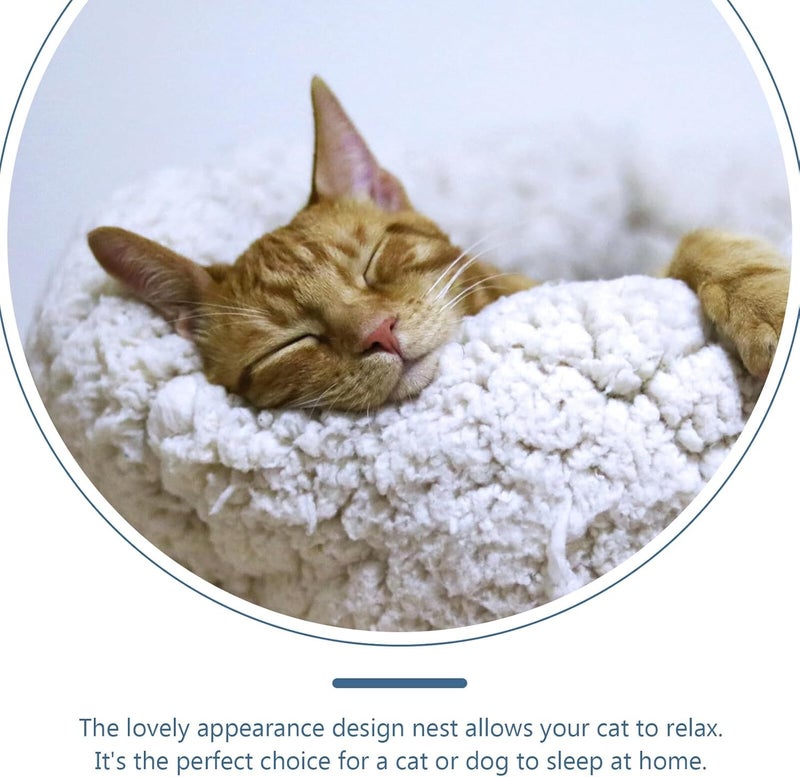 Warm Plush Cat Nest Bed, Soft Cotton Linen for Cats, Household Comfortable Sleeping Cushion in Pink and Blue, Suitable for Indoor Winter Use - Image 3