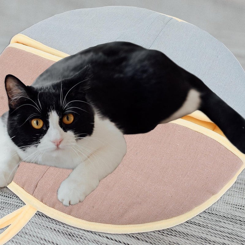 Warm Plush Cat Nest Bed, Soft Cotton Linen for Cats, Household Comfortable Sleeping Cushion in Pink and Blue, Suitable for Indoor Winter Use - Image 5
