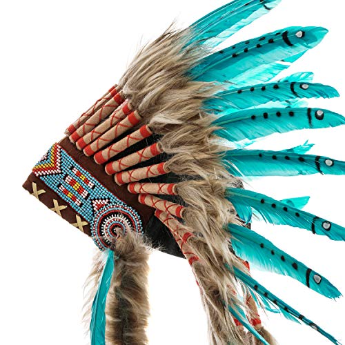 Novum Crafts Feather Headdress | Native American Indian Inspired | Turquoise - Image 3