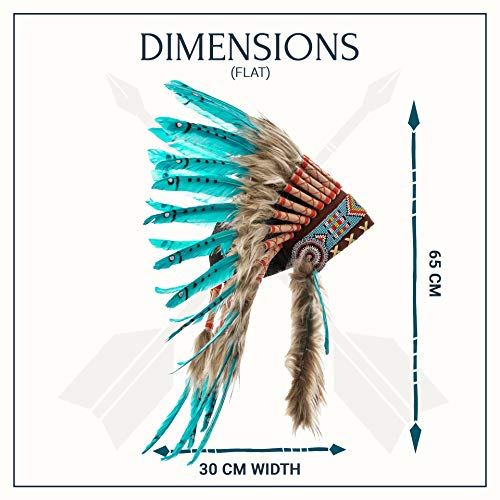 Novum Crafts Feather Headdress | Native American Indian Inspired | Turquoise - Image 5