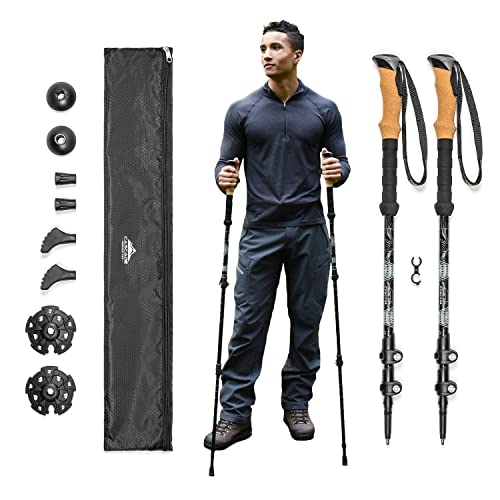 Cascade Mountain Tech Lightweight Aircraft-Grade Aluminum Trekking Poles with Extended Down Grip Plus Tip Kit, 2 Count (Pack of 1) - Image 1