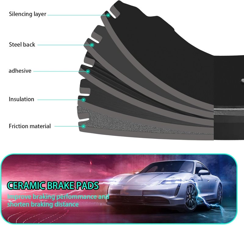 SUPLABEL Ceramic Brake Pads for 2011-2018 Porsche Cayenne & 2017-2020 Panamera with Hardware Replacement - Image 5