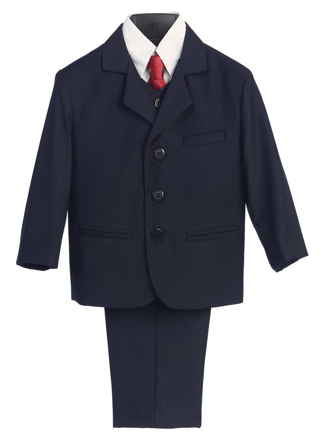 Lito 5 Piece Navy Blue Suit with Shirt, Vest, and Tie (16 Husky) - Image 1