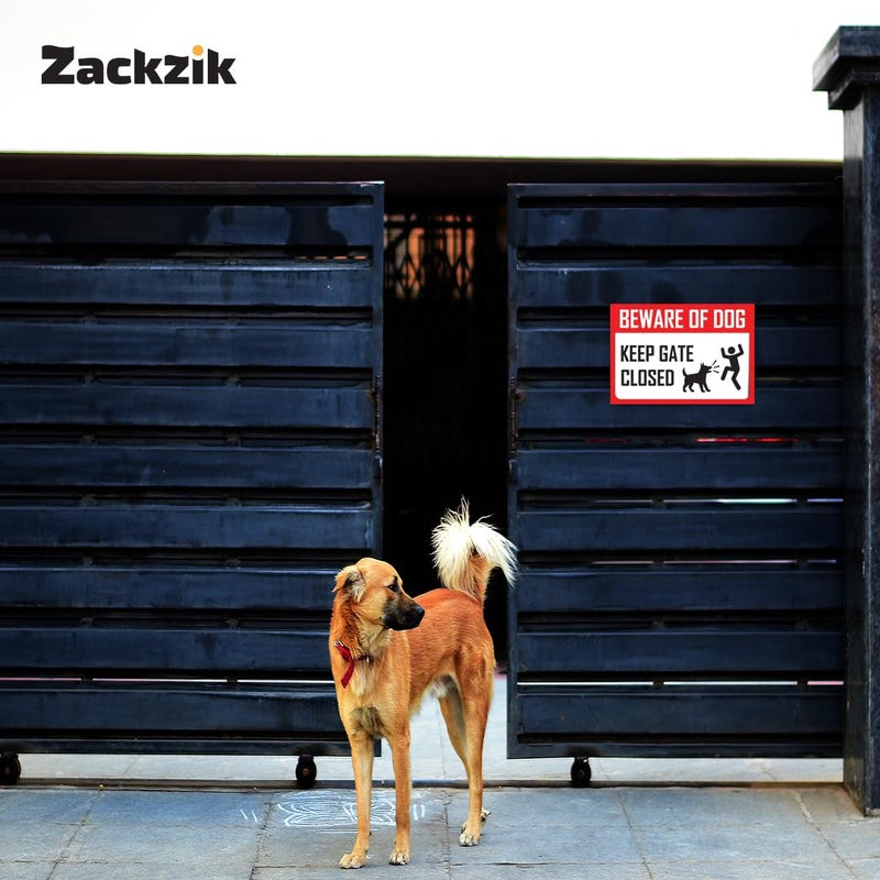 Zackzik Beware of Dog Sign Board for Gate, Fence, Wall – Caution Message for Intruders and Guests, Suitable for Outdoor Use (RED) - Image 4
