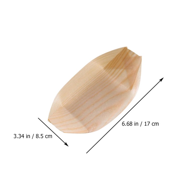 60pcs Disposable Wooden Sushi Boats 6 Inch Poplar Plates Food Grade Serving Trays for Party Snacks Desserts Japanese Cuisine - Image 3