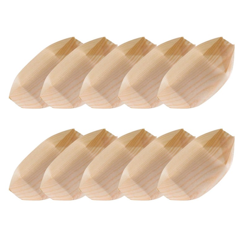 60pcs Disposable Wooden Sushi Boats 6 Inch Poplar Plates Food Grade Serving Trays for Party Snacks Desserts Japanese Cuisine - Image 2