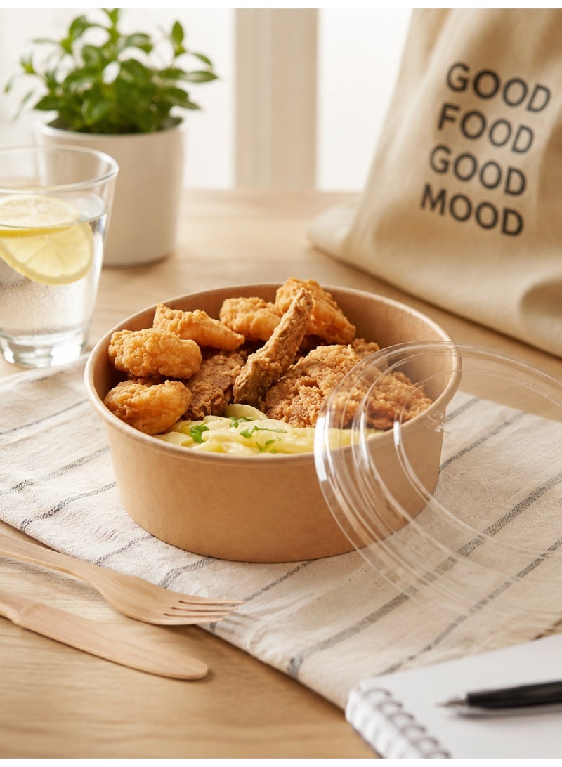ecoway Compostable Heavy Duty Made Of Paper - [26 Ounce - 750 Ml, Pack Of 25] Disposable Bowls Eco-Friendly Biodegradable Perfect For Salad, Soup, Dessert, Hot or Cold Use, Brown - Image 5