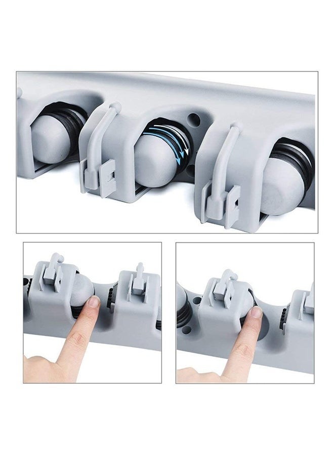 Mop And Broom Holder, Wall Mounted Organizer Mop And Broom Saving Space Storage Rack For Kitchen Garden And Garage,Laundry Offices,5 Position With 6 Hooks Multicolour 33x6x8.1cm - Image 4