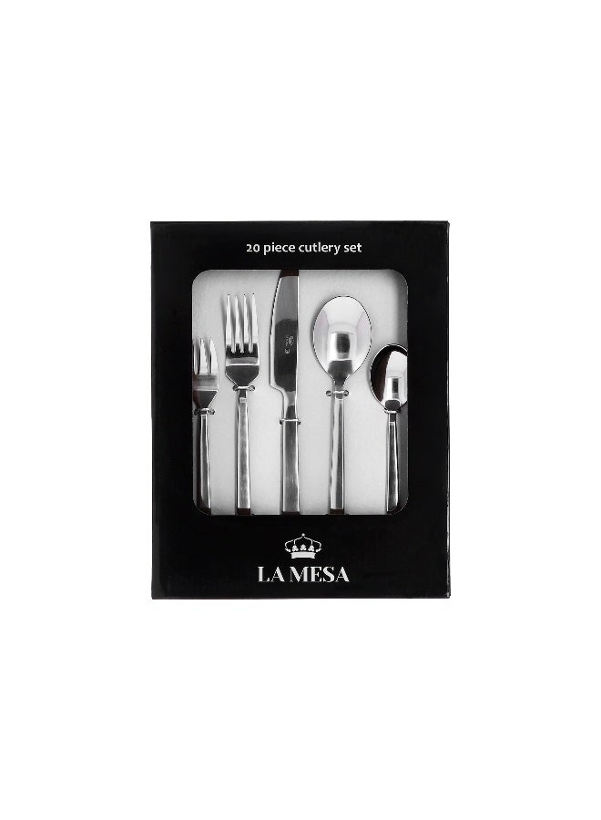 لا ميسا طقم أدوات مائدة من الفولاذ المقاوم للصدأ باللون الفضي من لا ميسا، 20 قطعة - Image 3