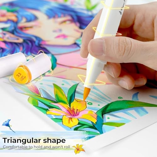 Shuttle Art Color Dual Tip Art Markers,Permanent Marker Pens Highlighters with Case Perfect for Illustration Adult Coloring Sketching and Card Making (Waterbased Markers, 24) - Image 2