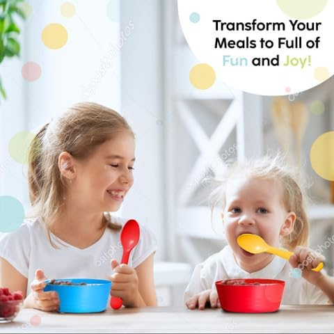 PLASKIDY Kids Bowls Set of 12 Wheat Straw Toddlers Bowls  10 Ounce MicrowaveDishwasher Safe BPA Free Non Toxic 6 Bright Colors Great for Cereal Soup Snack - Image 5