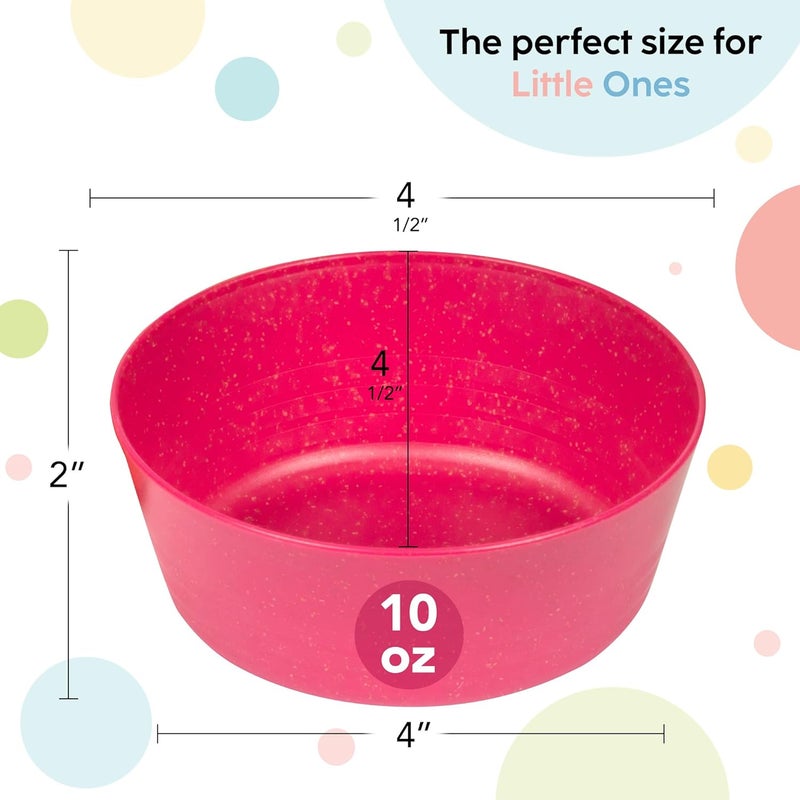 PLASKIDY Kids Bowls Set of 12 Wheat Straw Toddlers Bowls  10 Ounce MicrowaveDishwasher Safe BPA Free Non Toxic 6 Bright Colors Great for Cereal Soup Snack - Image 4