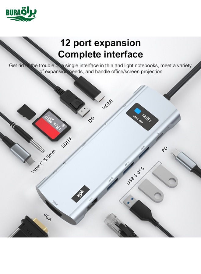 BURAQ Z261 12 in 1 Elbow USB-C/Type-C to USB MST Smart Docking Station HUB Adapter  - Image 4