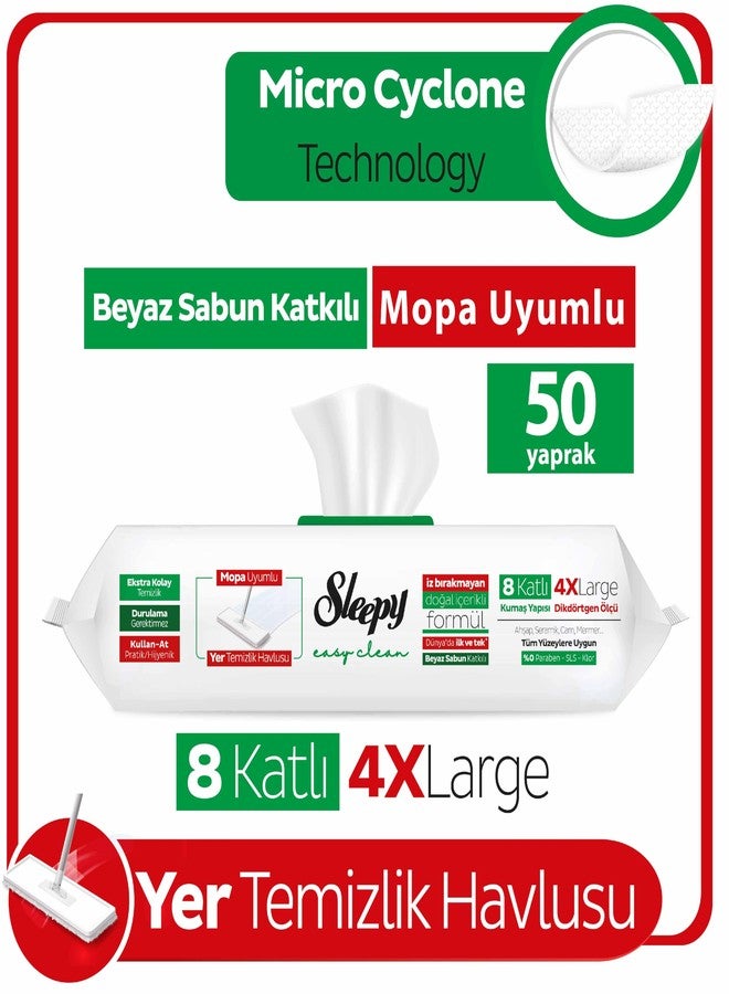 Sleepy Easy Clean White Soap Additive Mopa Compatible Floor Cleaning Towel, 50 Sheets - Image 2