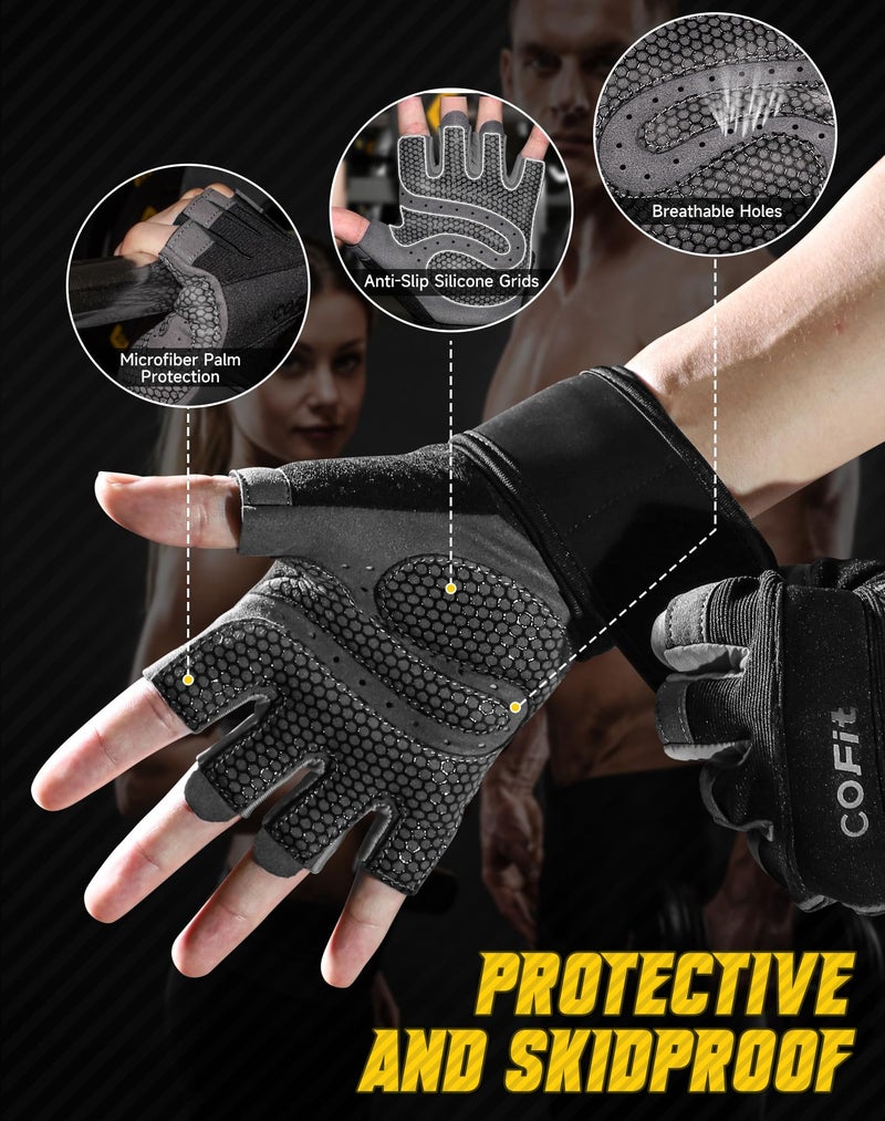COFIT Breathable Workout Gloves, Antislip Weight Lifting Gym Gloves for Men Women with Wrist Wrap Support, Superior Grip & Palm Protection for Weightlifting, Fitness, Exercise, Training - Black S - Image 3