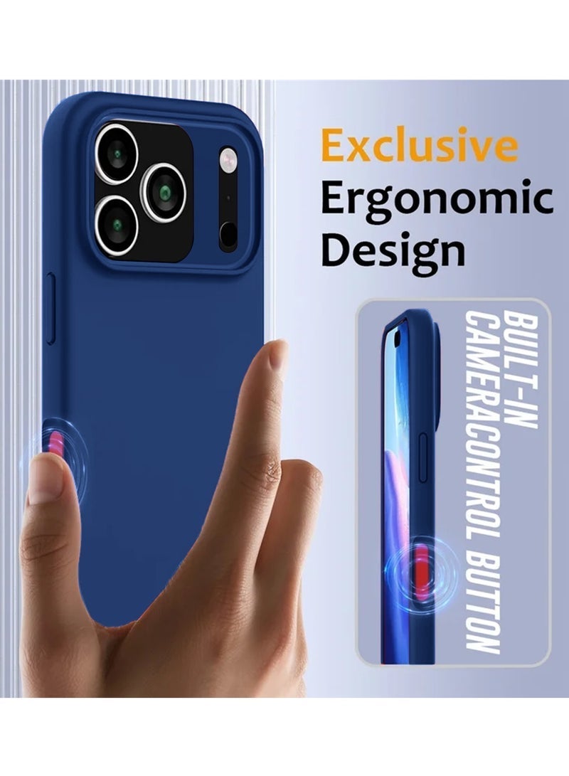 راكسوم "غطاء حماية من السيليكون السائل الناعم لهاتف Apple iPhone 17 Pro Max 5G (2025) - تصميم نحيف، مقاوم للصدمات، مقاوم للخدوش وبصمات الأصابع، غطاء خلفي واقٍ مع بطانة من الألياف الدقيقة - أزرق داكن (MCRPSN)" - Image 5