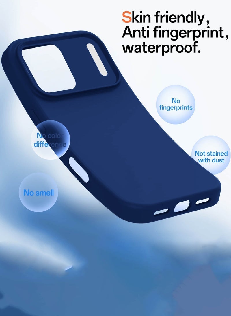 راكسوم "غطاء حماية من السيليكون السائل الناعم لهاتف Apple iPhone 17 Pro Max 5G (2025) - تصميم نحيف، مقاوم للصدمات، مقاوم للخدوش وبصمات الأصابع، غطاء خلفي واقٍ مع بطانة من الألياف الدقيقة - أزرق داكن (MCRPSN)" - Image 3