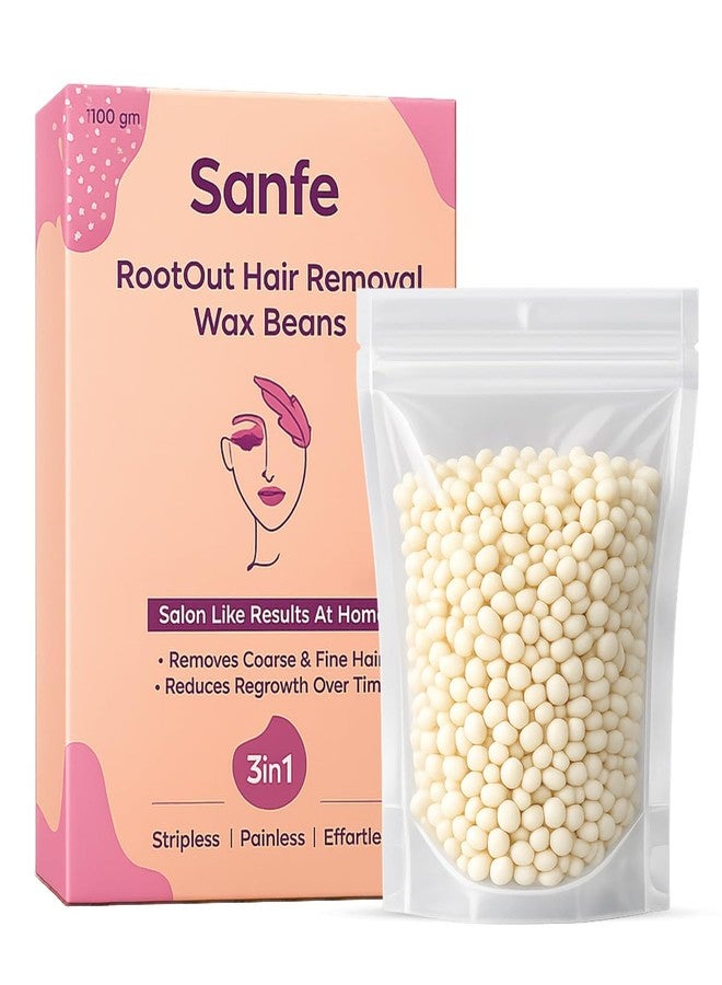 Sanfe RootOut Hair Removal Wax Beans | 100 gm | Hard Wax Beans for Face, Underarm & Bikini | Salon-Like Brazilian Wax at Home | Removes Coarse & Fine Hair | Painless Peel off Wax Beads for Women - Image 1