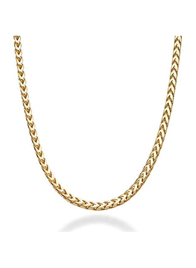 Arabest Solid 925 Sterling Silver, 18Kt Gold Plated Italian 2.5mm Franco Square Box Link Chain Necklace for Men, Made in Italy - Image 1