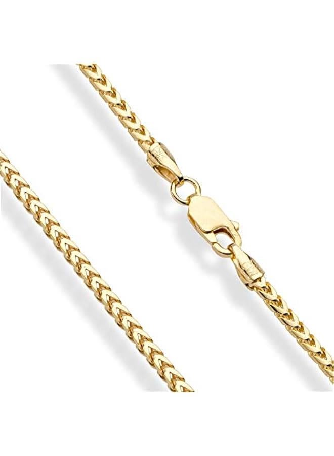 Arabest Solid 925 Sterling Silver, 18Kt Gold Plated Italian 2.5mm Franco Square Box Link Chain Necklace for Men, Made in Italy - Image 2