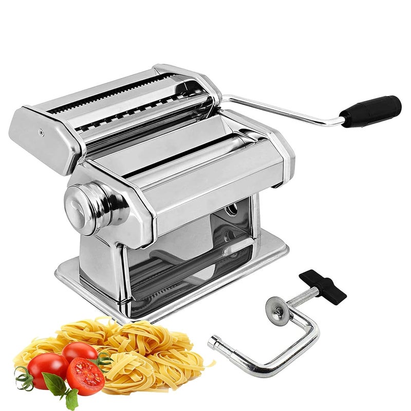 HOLISTIC HOLISTIC Pasta Machine150 Pasta Maker Machine Includes Cutter Stainless Steel Homemade Noodle Machine Silver  - Image 1
