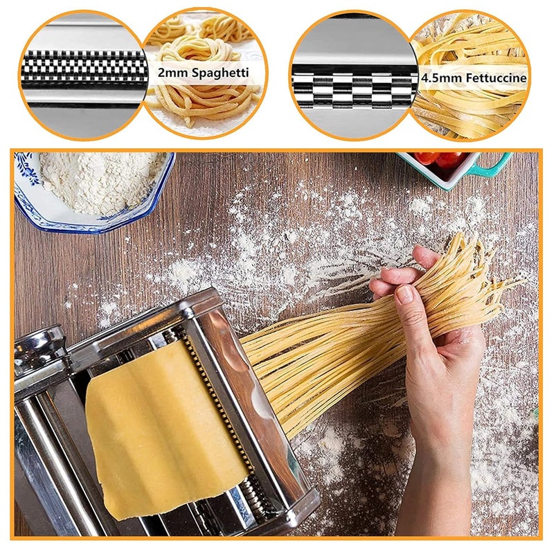 HOLISTIC HOLISTIC Pasta Machine150 Pasta Maker Machine Includes Cutter Stainless Steel Homemade Noodle Machine Silver  - Image 3