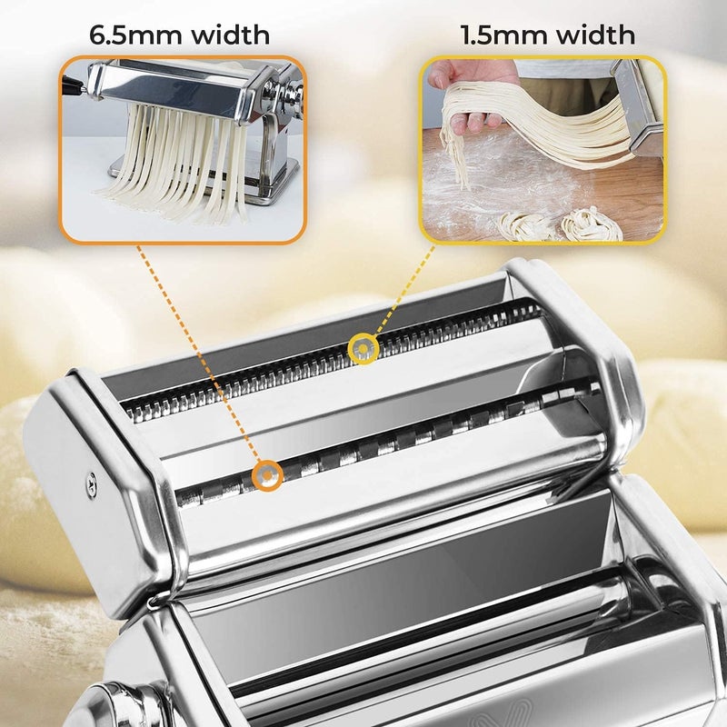 HOLISTIC HOLISTIC Pasta Machine150 Pasta Maker Machine Includes Cutter Stainless Steel Homemade Noodle Machine Silver  - Image 4