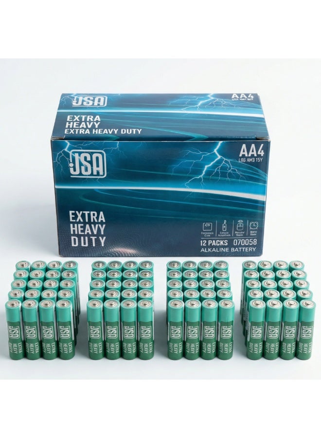 JSA AA Batteries Value Pack – 12 Packs (48 Pieces) Long-Lasting Power for Electronics, Remote Controls, Toys, and Everyday Devices - Image 1