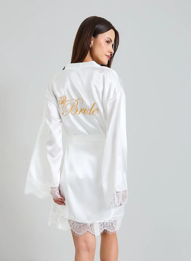 تايك تو White Lace Trims Statin Robe and Nightdress Set