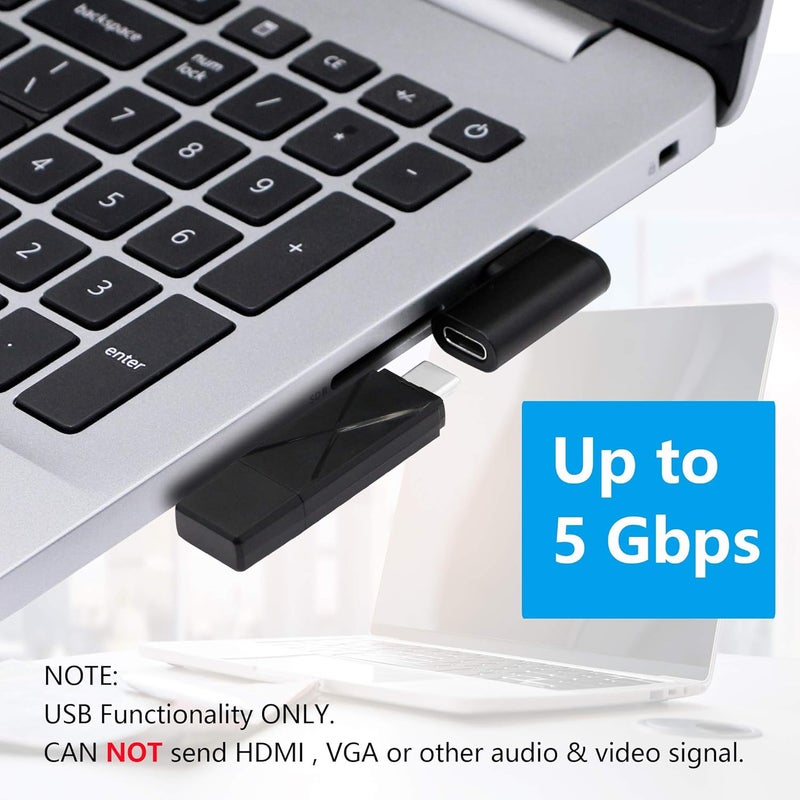 CERRXIAN 90 Degree USB C to USB A Adapter Right Angle  Left Angle USB A 30 Male to USB Type C 31 Female Connector for Laptops Wall Chargers Power Banks2Pack - Image 4