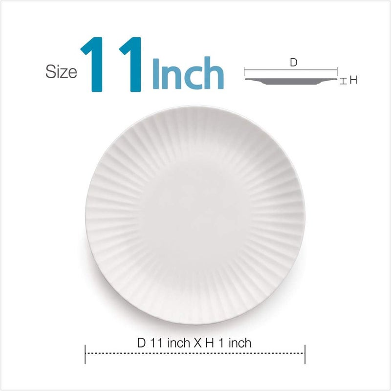 Zen أطباق عشاء بورسلين زين بتصميم طيات 11 بوصة مجموعة من 6 ألوان مختلطة - Image 3