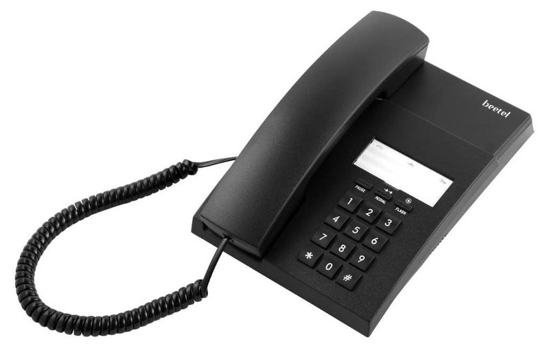 Beetel هاتف أرضي سلكي B80، تحكم في حجم الرنين، قابل للتعليق على الحائط/المكتب، تصميم كلاسيكي، جودة مكالمة واضحة، وظيفة كتم/توقف/فلاش/إعادة الاتصال (بدون شاشة) (صنع في الهند)(أسود)(B80) - Image 1